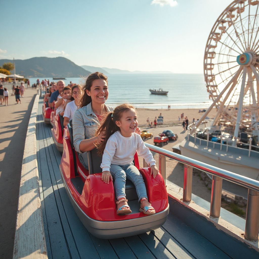 Family enjoying attractions at Coastal Rush Park